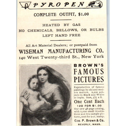 Wiseman Mfg Co. Pyrography Pyro Pen c1905 Victorian Ad AE9-MA5