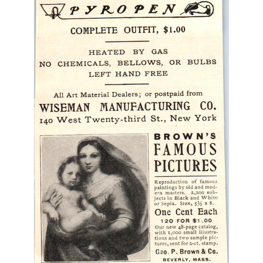 Wiseman Mfg Co. Pyrography Pyro Pen c1905 Victorian Ad AE9-MA5