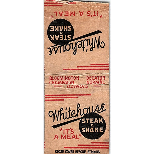 Whitehouse Steak N' Shake Illinois Vintage Matchbook Cover SC7-Y10