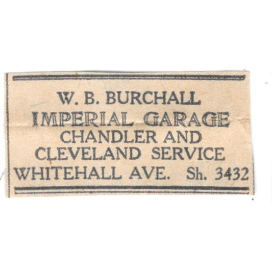 W.B. Burchall Imperial Garage Chandler & Cleveland Service Winnipeg 1920 AG2-S7