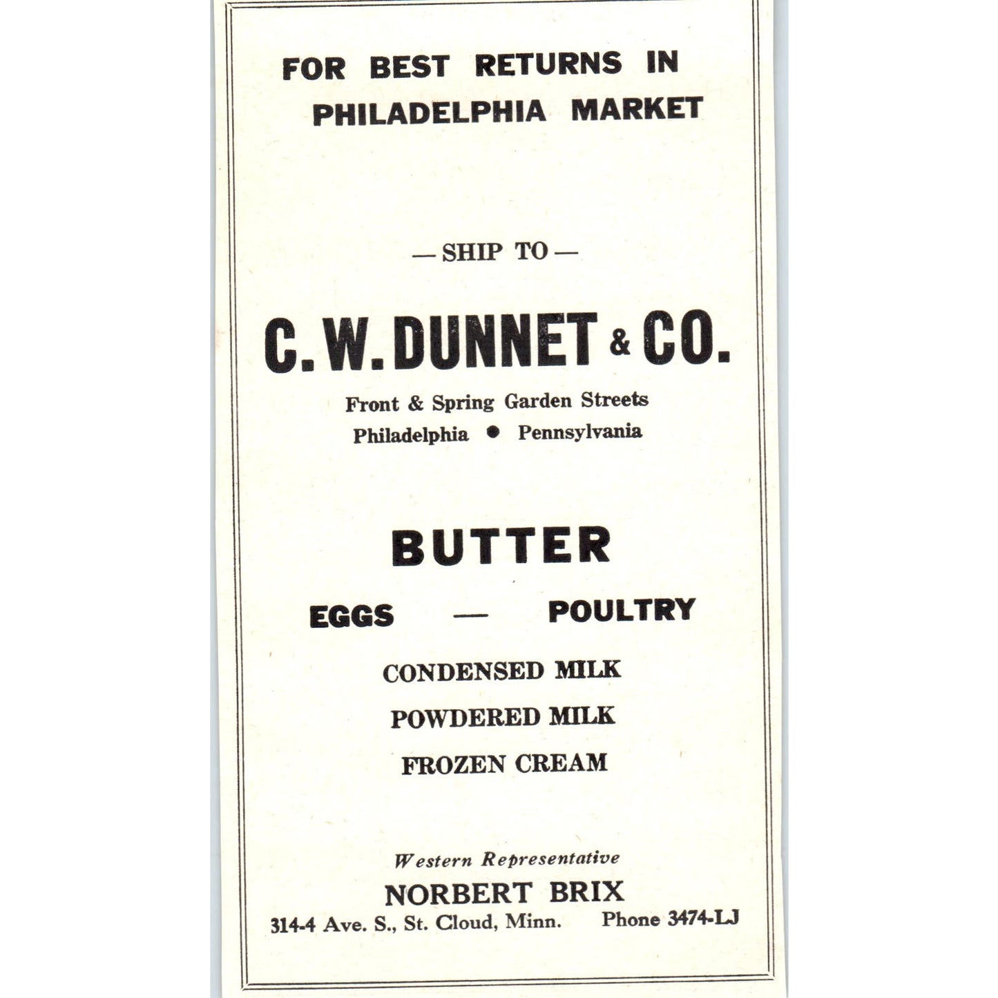 C.W. Dunnet & Co Norbert Brix St. Cloud, Minnesota Chemical Co 1953 Ad AE9-DC1