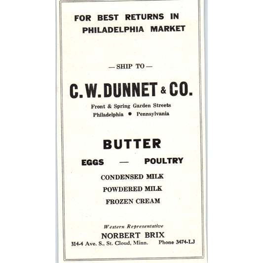 C.W. Dunnet & Co Norbert Brix St. Cloud, Minnesota Chemical Co 1953 Ad AE9-DC1