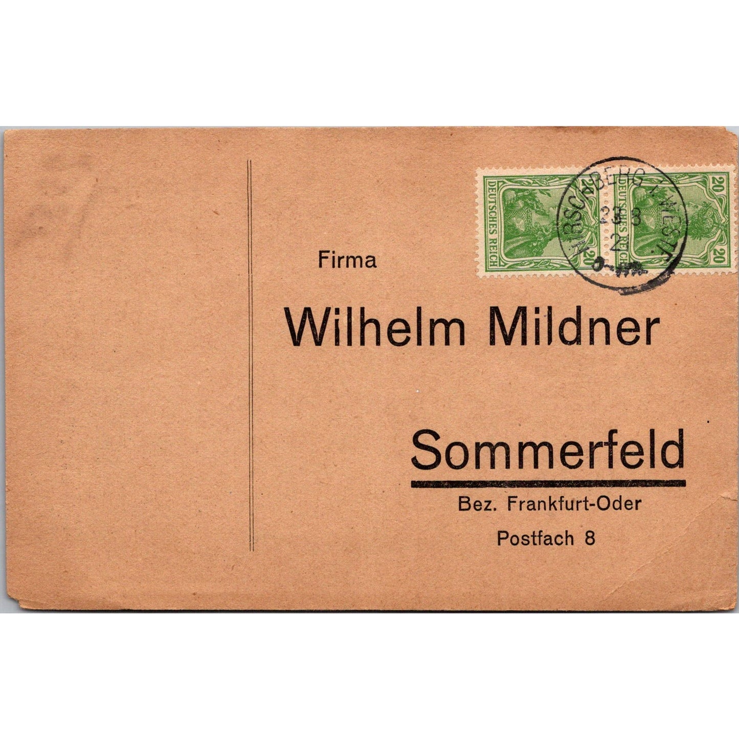 Wilhelm Mildner Sommerfeld Frankfurt-Oder Hirschberg 1921 Reich Postcard TE2-GRP