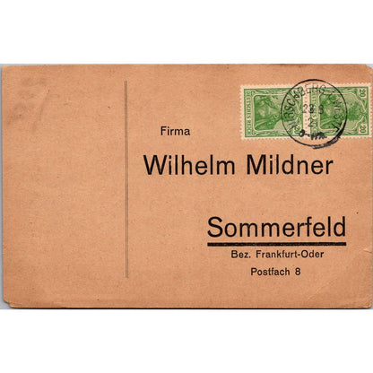 Wilhelm Mildner Sommerfeld Frankfurt-Oder Hirschberg 1921 Reich Postcard TE2-GRP