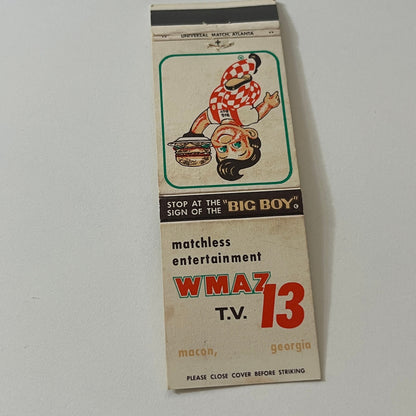 WMAZ TV 14 Big Boy Restaurants Vintage Matchbook Cover TB6-MB2-5