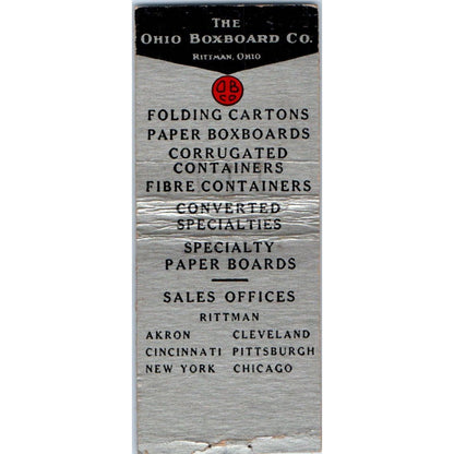 The Ohio Boxboard Co Vintage Matchbook Cover SD4-Y9