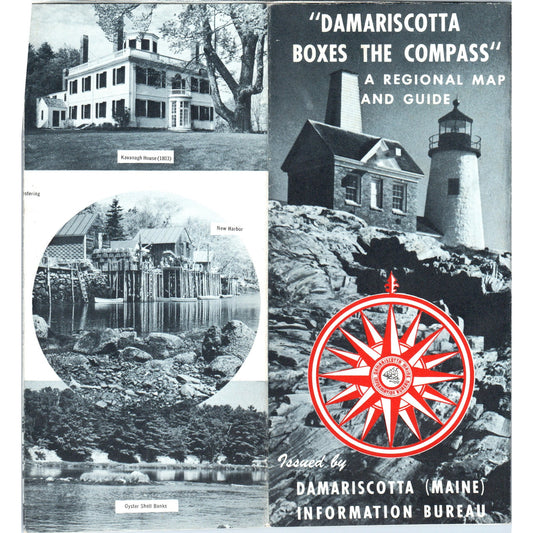 Vintage Damariscotta Boxes the Compass Maine Map & Travel Brochure TF4-B2