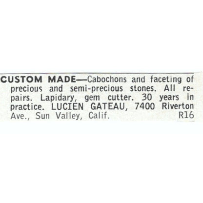 Lucien Gateau Lapidary Sun Valley California 1964 Magazine Ad AB6-LJS2