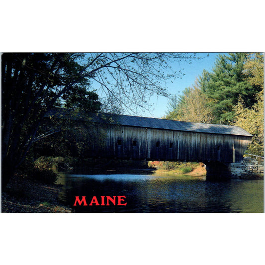 Hemlock Bridge Fryeburg Maine Saco River Covered Bridge Postcard PB13