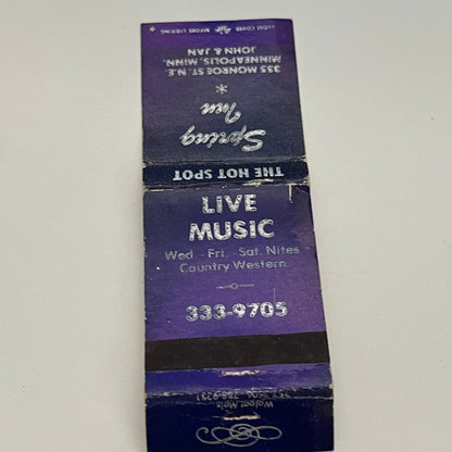 Spring Inn John & Jan 355 Monroe St NE Minneapolis MN Vtg Matchbook TB6-MB2-14