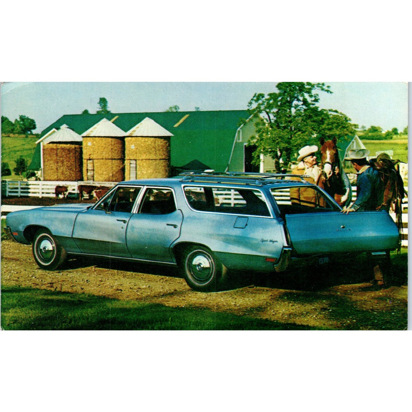 1970 Buick Sportwagon Station Wagon Blue Promo Vintage Postcard PC11