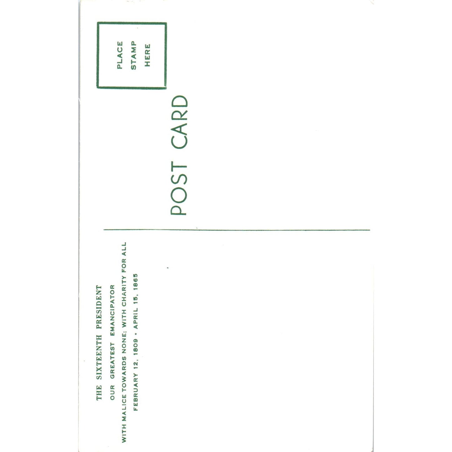 President Abraham Lincoln Sketch Vintage Postcard PC17