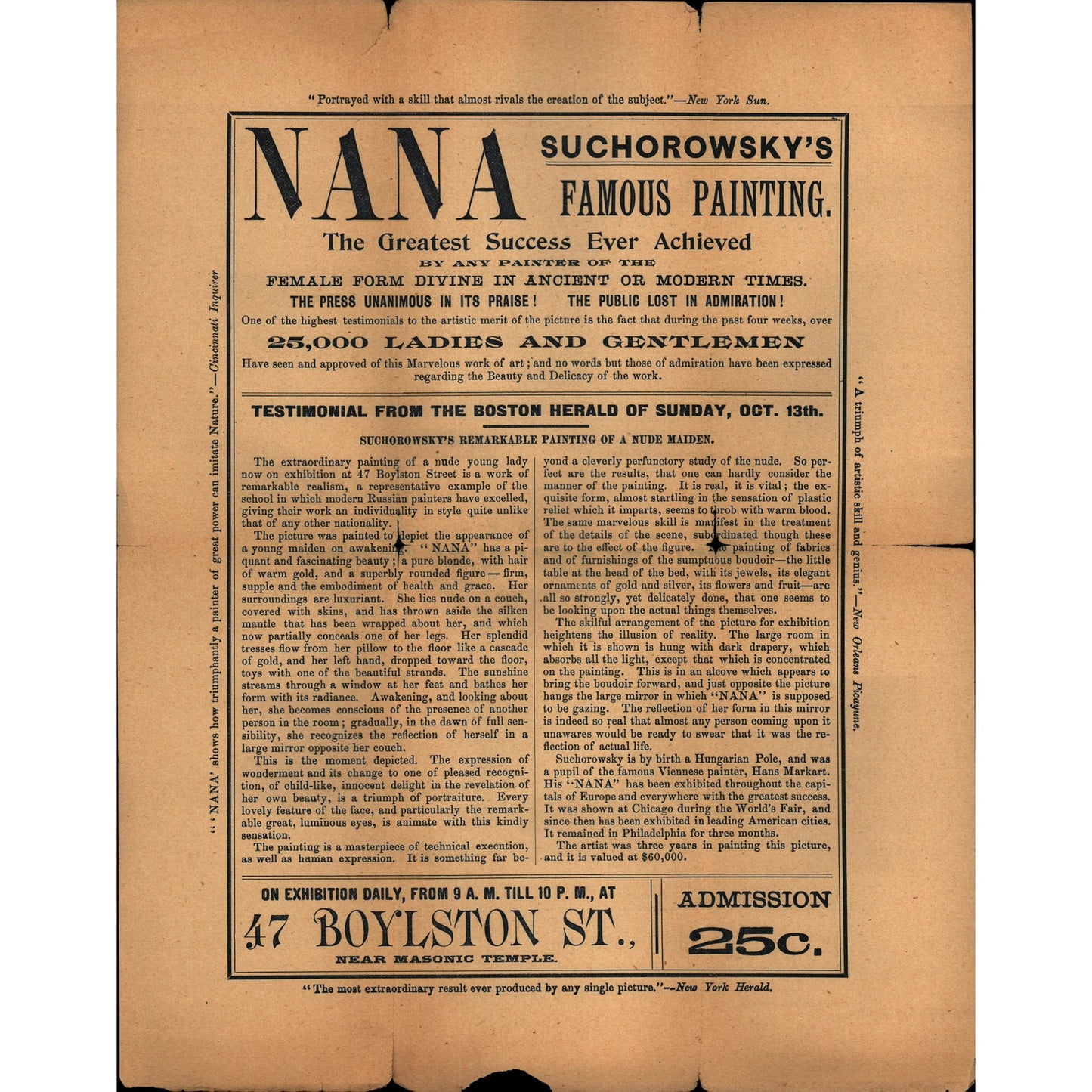 c1890 Nana Painting Marcel Suchorowski Exhibit Advertising Flyer 9.5x12 V1-1