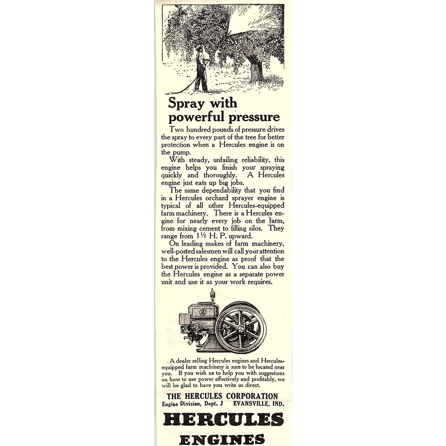 Hercules Engines The Hercules Corporation Evansville Indiana 1924 Ad AG3-4