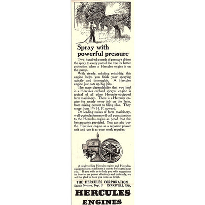 Hercules Engines The Hercules Corporation Evansville Indiana 1924 Ad AG3-4