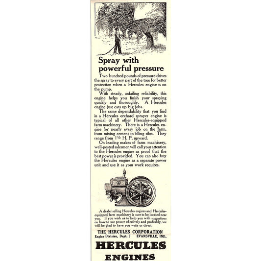 Hercules Engines The Hercules Corporation Evansville Indiana 1924 Ad AG3-4
