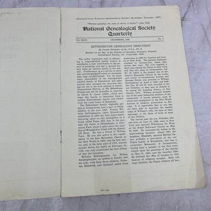 1930s Rittenhouse Genealogy Debunked Leaflet - Calvin Kephart D22
