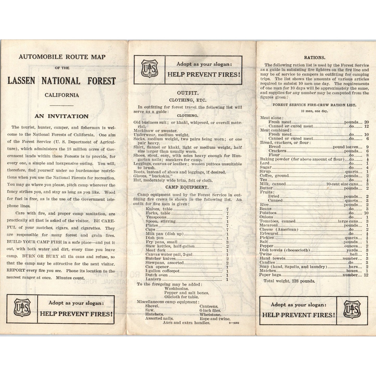 1940s Lassen National Forest CA Automobile Route Map Fold Out TH9-CB