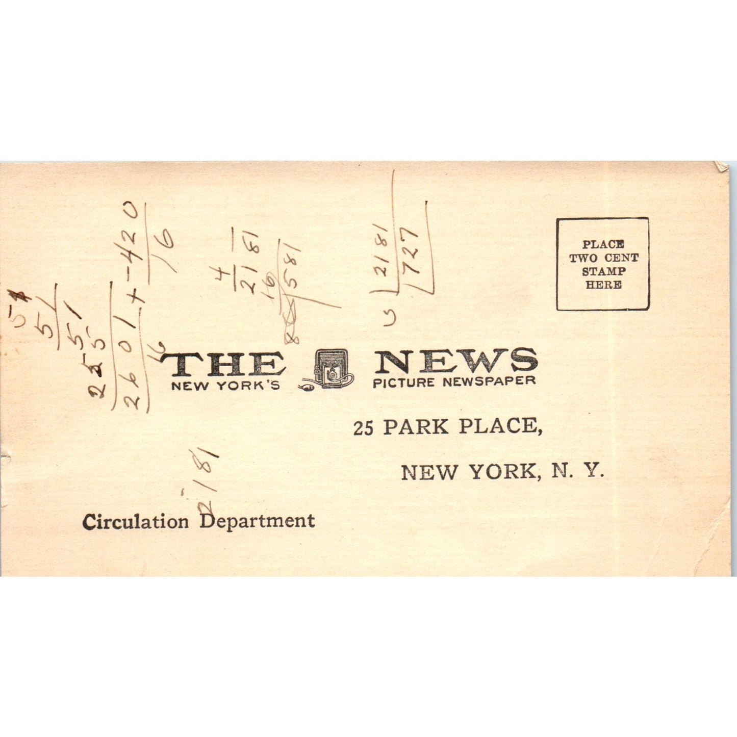 Jack Sharkey vs Mike McTigue New York Daily News Postal Mailing Card PE7