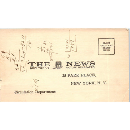 Jack Sharkey vs Mike McTigue New York Daily News Postal Mailing Card PE7