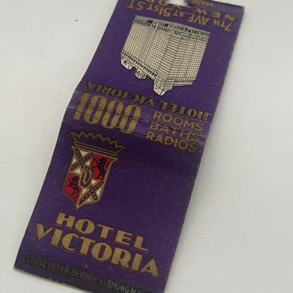 Hotel Victoria 7th Ave at 51st St NY Vintage Matchbook Cover TB8-MB2-1