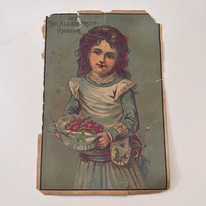 Girl With Grapes - Alden Fruit Vinegar 1880s Victorian Trade Card AG8-H4