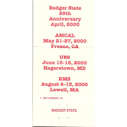 2000 Badger State Match Cover Club Jerome & Diane Mielke Appleton WI TB6-MB2-8