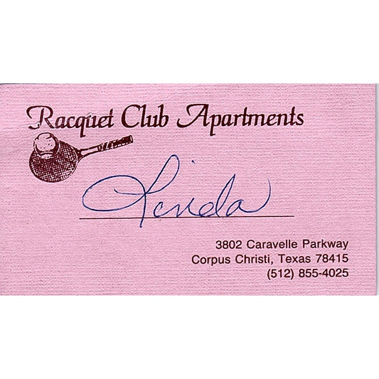 Racquet Club Apartment Caravelle Parkway Corpus Christi Vtg Business Card SC9-B4