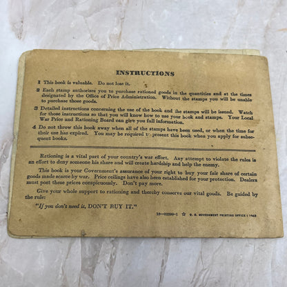 1940s WWII Ration Book Three With Ration Stamps TI8-S5