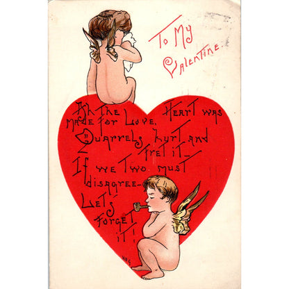 1910 Valentines Cupid Smoking Pipe Brooklyn NY Vintage Postcard PD1