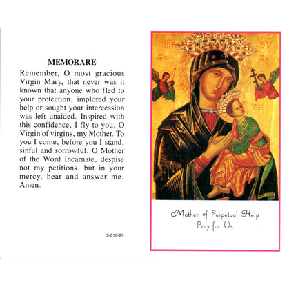 Mother of Perpetual Help Pray for Us Vintage Catholic Prayer Leaflet TH2-PC2