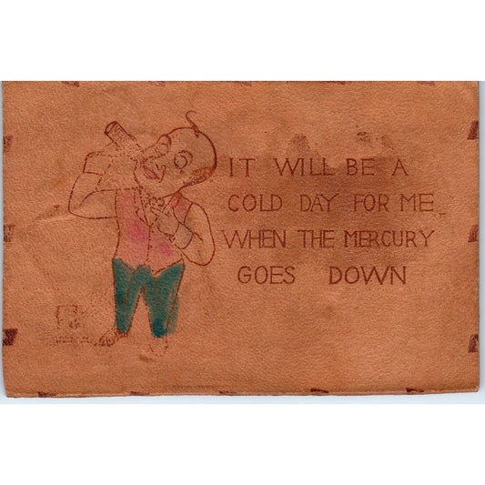 c1906 Drinking Mercury Humor Original Leather Postcard AE2