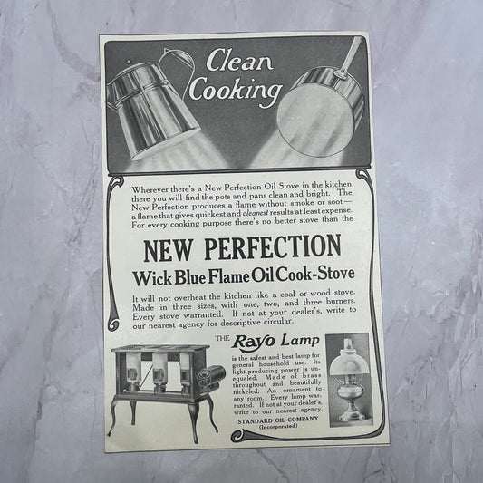 New Perfection Oil Stove Rayo Lamp Standard Oil 1920s Ad V18