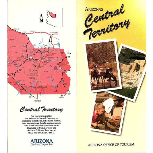 Arizona's Central Territory Vintage Fold Out Travel Brochure TH2-TB1