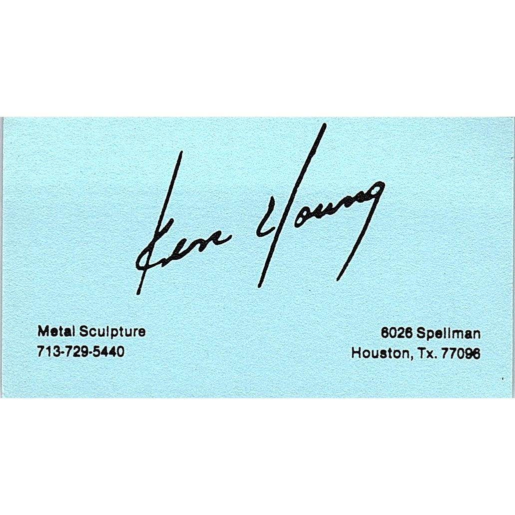 Ken Young Metal Sculpture Houston TX Vintage Business Card SE3-B11