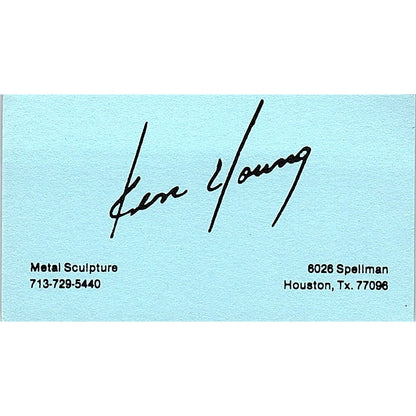 Ken Young Metal Sculpture Houston TX Vintage Business Card SE3-B11