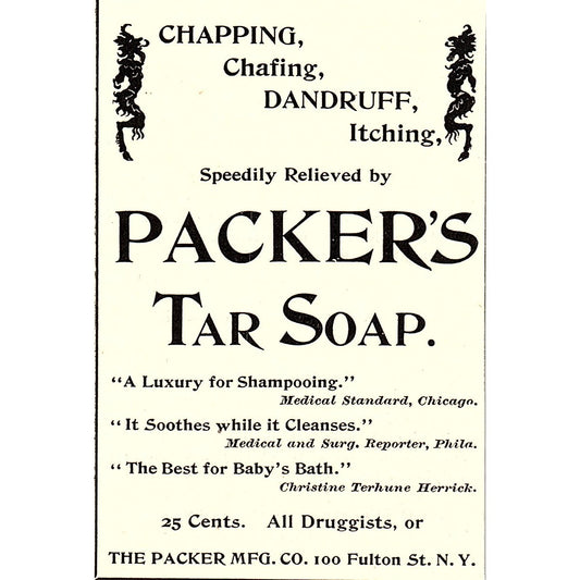Packer's Tar Soap Chapping Chafing Dandruff NY 1892 Ad AG2-M9