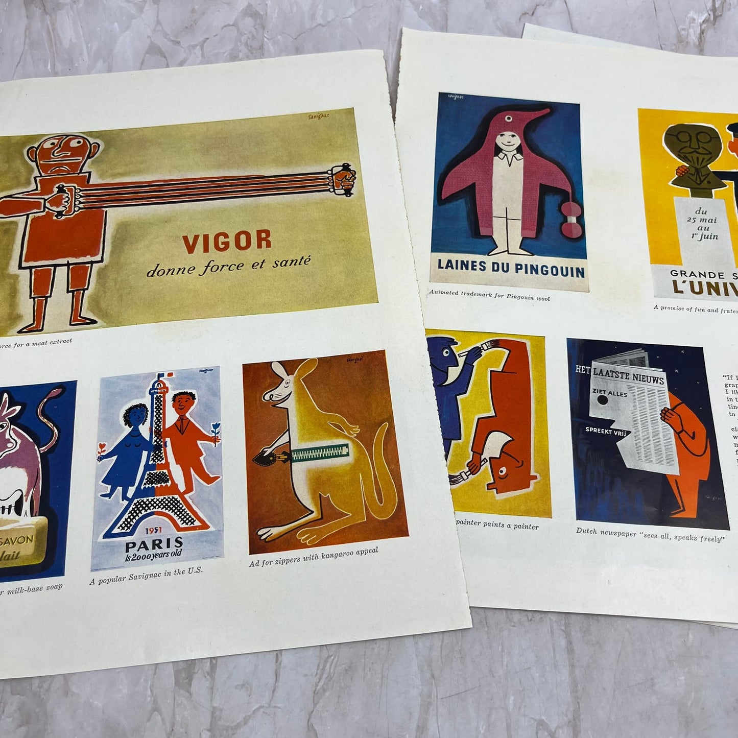 Savignac Poster Artist 3 Page Article 1951 Magazine Ad FL6-10