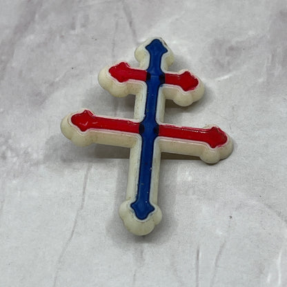 WWII Free French Cross of Lorraine Celluloid Button Pin SC1