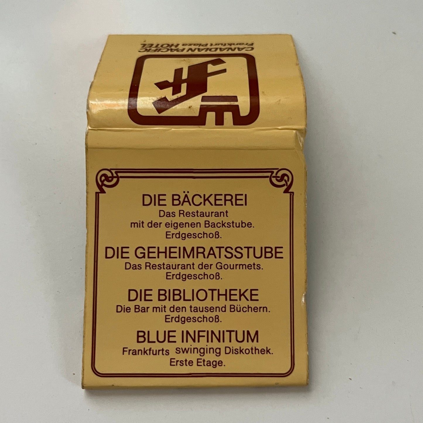 Canadian Pacific Frankfurt Plaza Hotel Die Geheimratsstube Vtg Matchbook TB7-XSM