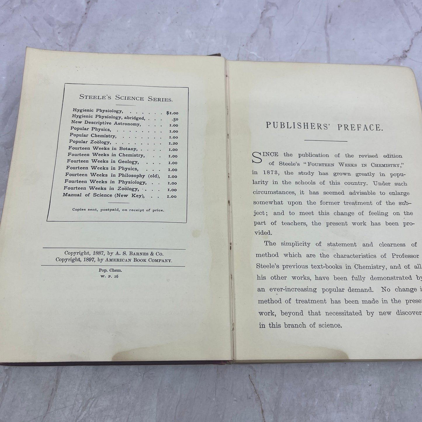 1897 Popular Chemistry J. Dorman Steele Phd TC8-OB