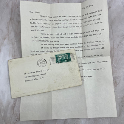 1961 Letter Absecon NJ to Mr & Mrs John J. Birch Schenectady NY AE6