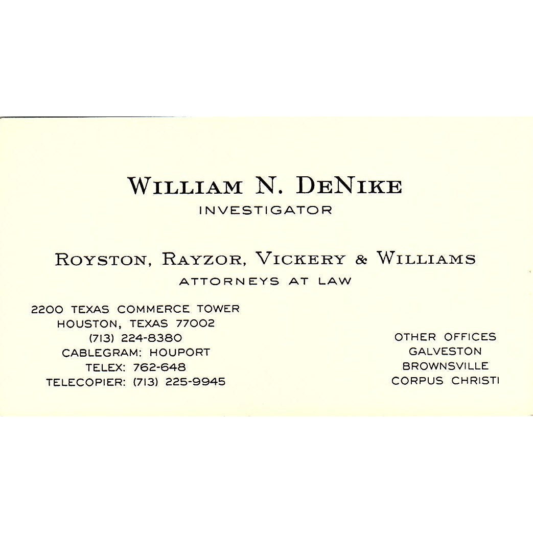William N DeNike Royston Rayzor Vickery & Williams Corpus Christi Card SC9-B2