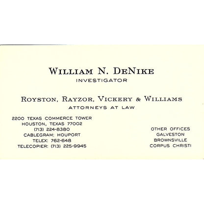 William N DeNike Royston Rayzor Vickery & Williams Corpus Christi Card SC9-B2