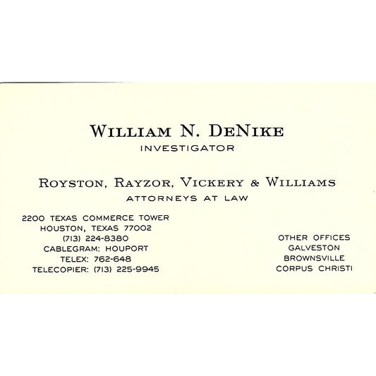 William N DeNike Royston Rayzor Vickery & Williams Corpus Christi Card SC9-B2