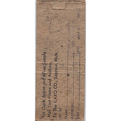 Flaxo Antiphlogistic Poultice Vintage Matchbook Cover SC7-Y5