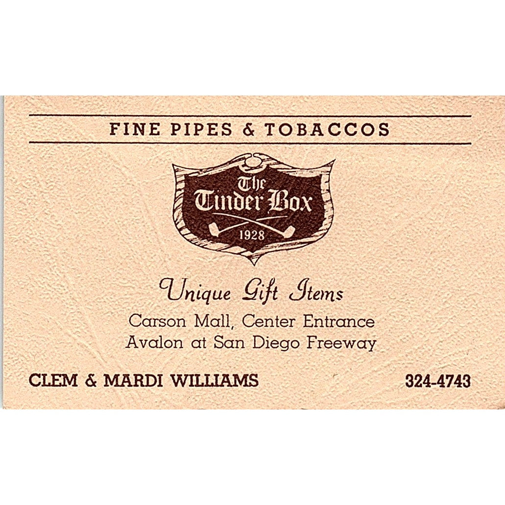 The Tinder Box Clem & Mardi Williams San Diego Freeway Business Card SB4-B2