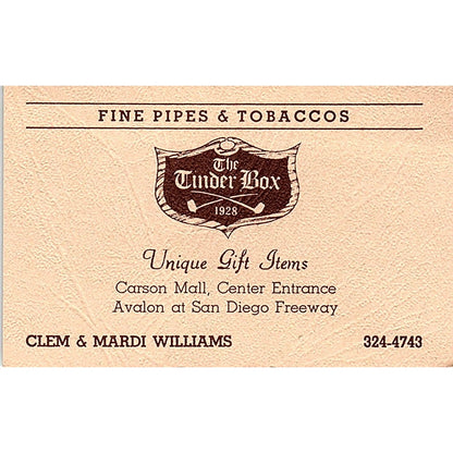 The Tinder Box Clem & Mardi Williams San Diego Freeway Business Card SB4-B2