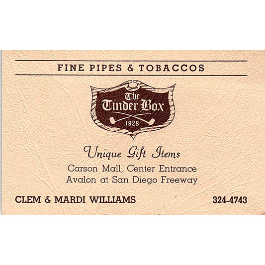 The Tinder Box Clem & Mardi Williams San Diego Freeway Business Card SB4-B2