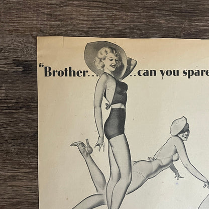 Old Gold - Dopey Lifeguard Cartoon Minneapolis 1935 Newspaper Ad V1-9